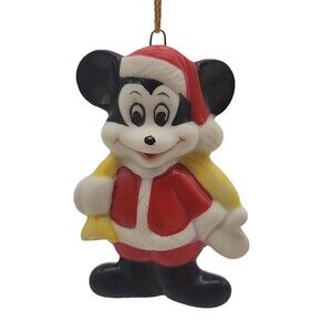 Vintage Disney Mickey Mouse Santa Claus Porcelain Christmas Ornament Japan Made